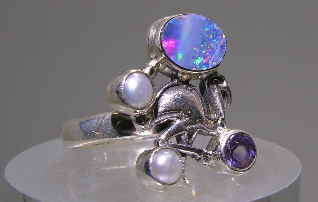 Οπάλιο δαχτυλίδι - Ύψος: 25 mm - Πλάτος: 21 mm- 6.89 g - (1) #1.0