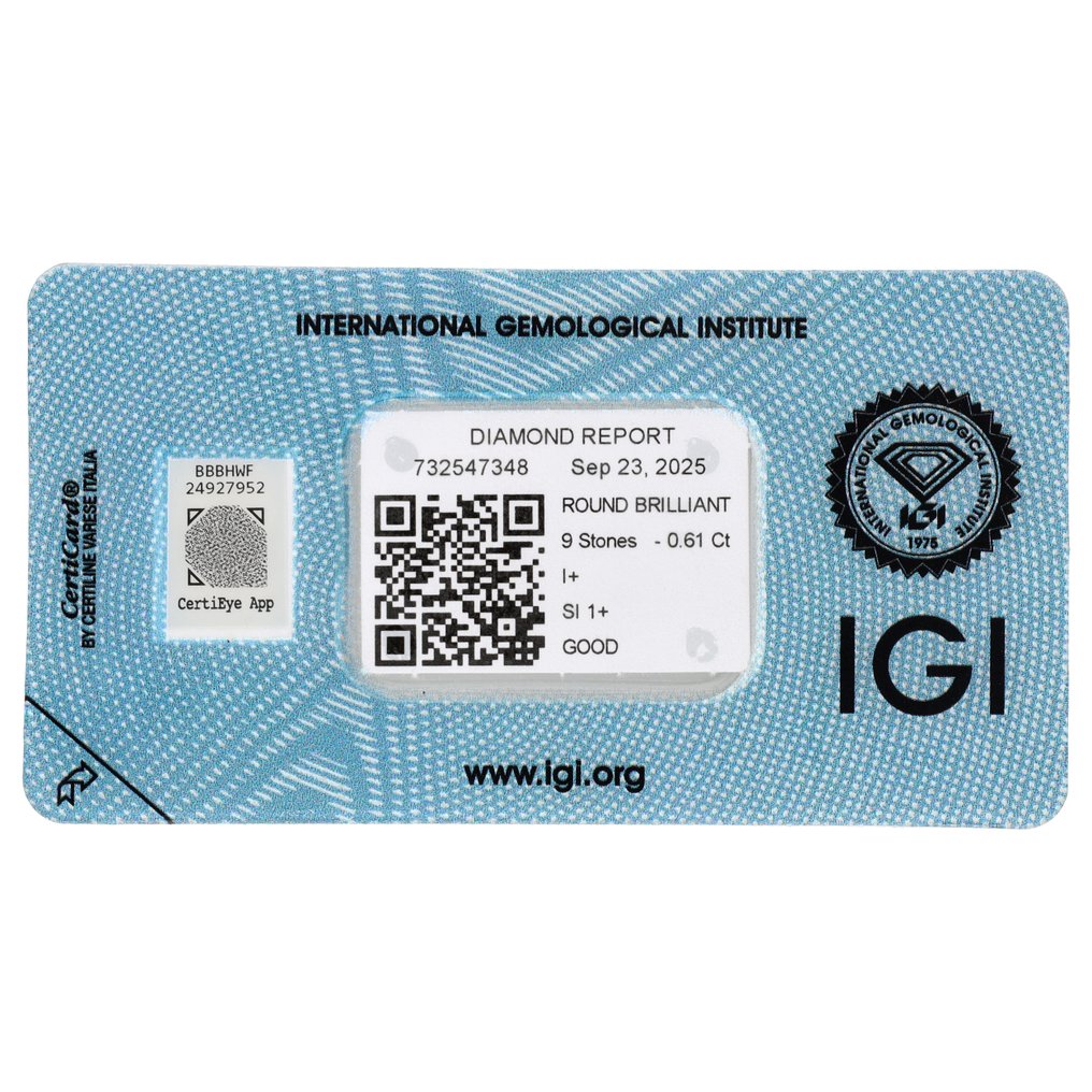Nincs minimálár - 9 pcs Gyémánt (Természetes) - 0.61 ct - Kerek - I - SI1 - Nemzetközi Gemmológiai Intézet (IGI) #2.1