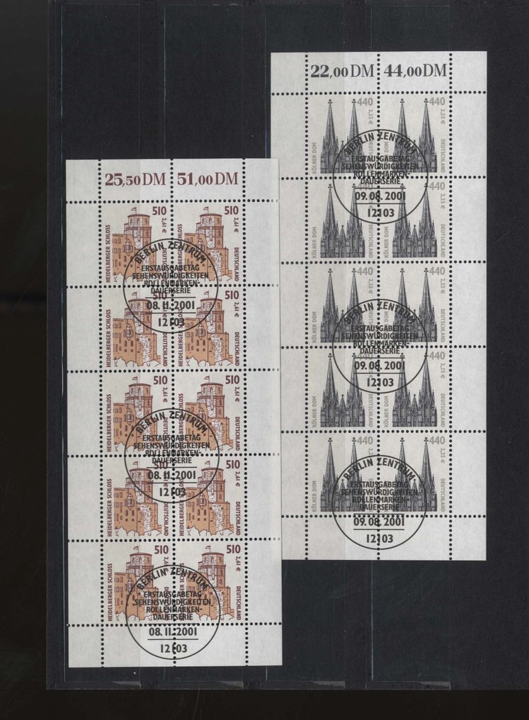 德國 2000/2001 - 双币景点全部用13个十元册装订，带有首日戳。 #1.0
