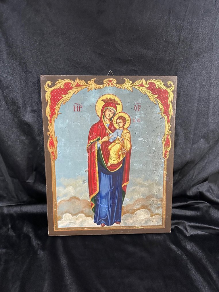 Ikon - Guds Moder Hodegetria - Træ - Håndmalet - 28 x 36 cm #3.2
