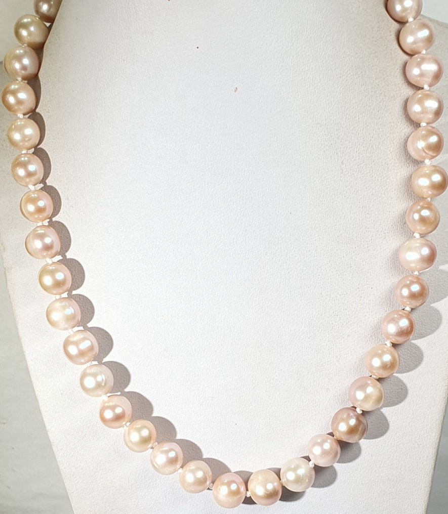 天然淡水玫瑰珍珠 - 大号 - 非常特别 - 平静与安宁 - 925纯银 - 頸鏈 #3.2