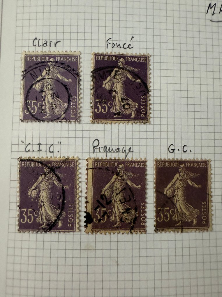 France  - Theme 'Semeuses camées' on pages: types, varieties (including 136x6..). #2.1