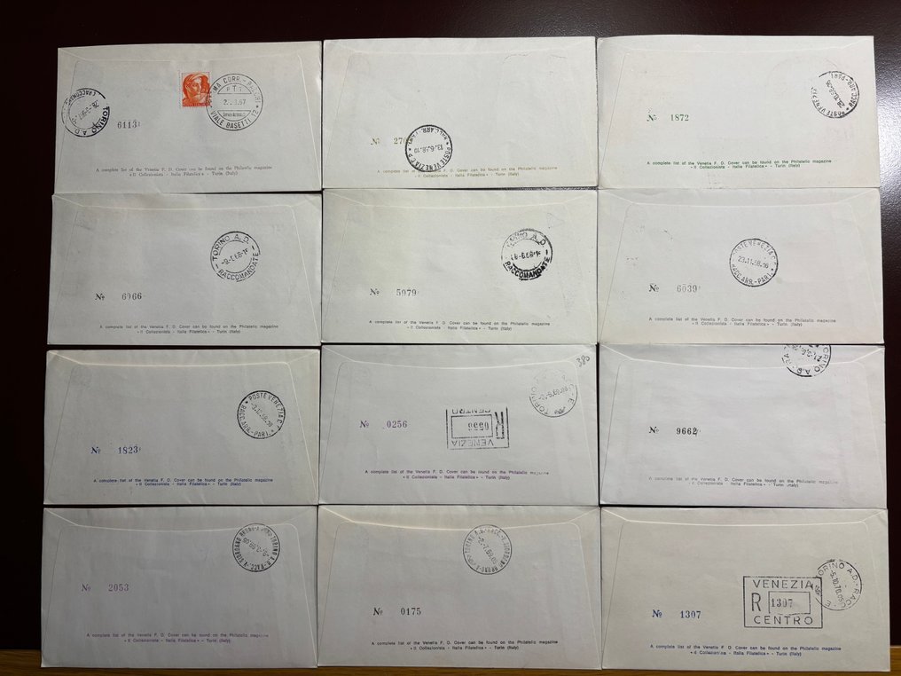 Italienische Republik 1964/1976 - Wunderschöne Auswahl an frankierten FDC Venetia in Quartina und versendet per Einschreiben. Seltene #4.3
