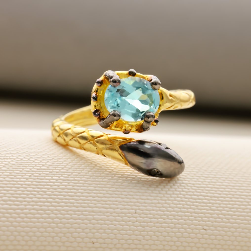 Zonder minimumprijs - Ring Zilver - 1.00ct. tw. Topaas - Met laboratoriumrapport #4.3