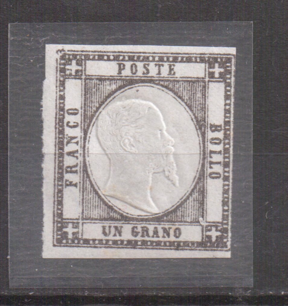 Olasz Királyság 1861 - Effige di V. Emanuele II in rilievo. 1 Gr. nero. Gomma integra. - Sassone: 19 #1.0