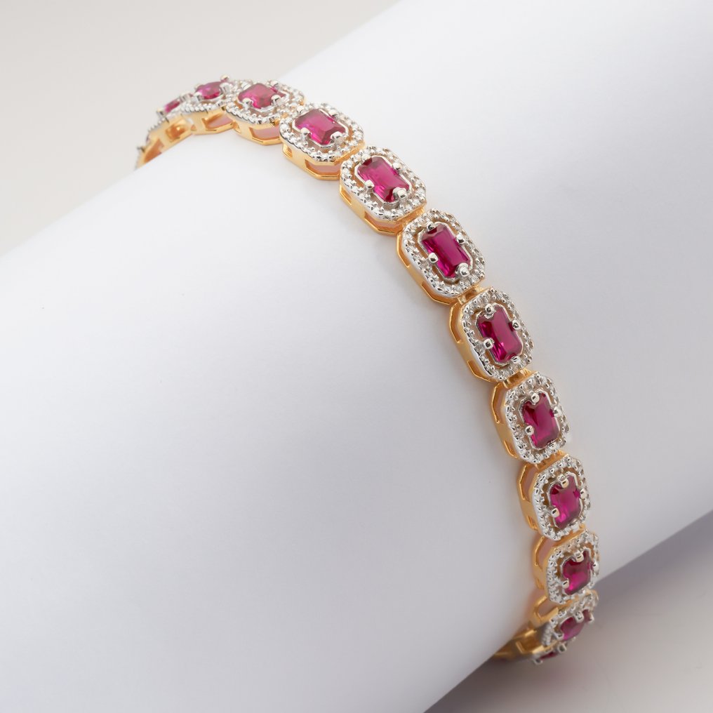 No reserve price - Bracelet Silver Ruby - Tennis Bracelet #1.0