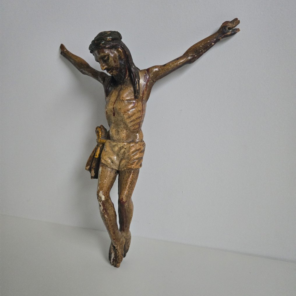 Statua, 17Th.C. Polychrome Corpus Christi - 32 cm - Legno policromo #1.0
