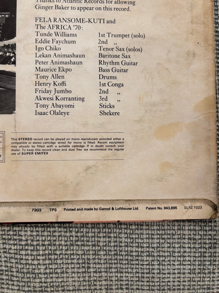 Fela Ransome-Kuti And The Africa '70 With Ginger Baker - Live! - Hard to find 1972 UK pressing - Bakelitlemez - Stereo - 1972 #3.2