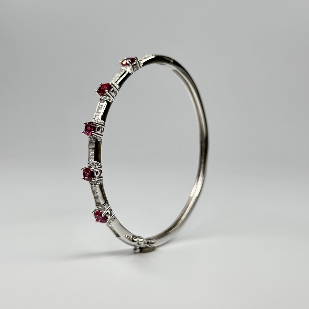 没有保留价 - 手镯 925纯银 石榴石 #1.0