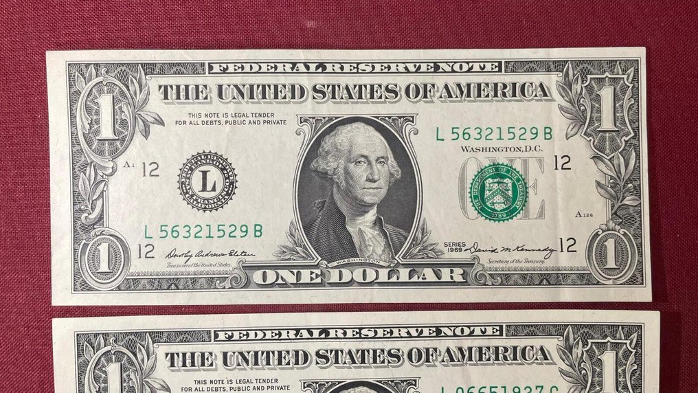 États-Unis d'Amérique. - 2 x 1 and 1 x 100 Dollars - various dates (Sans prix de réserve) #3.2