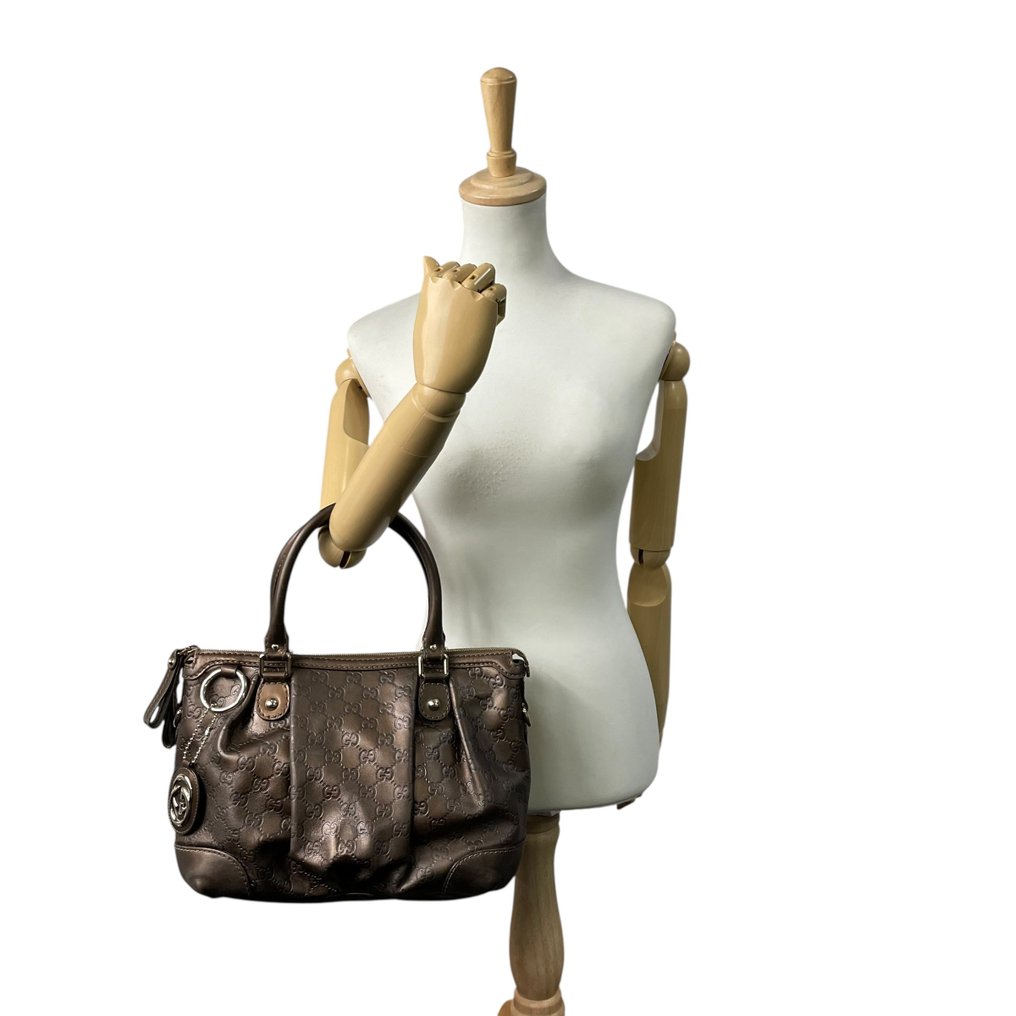 Gucci - Gucci Sukey GG Guccissima Embossed Leather 2-Way Tote & Shoulder Bag" – Bronze Brown with Charm & - Tote bag #3.2