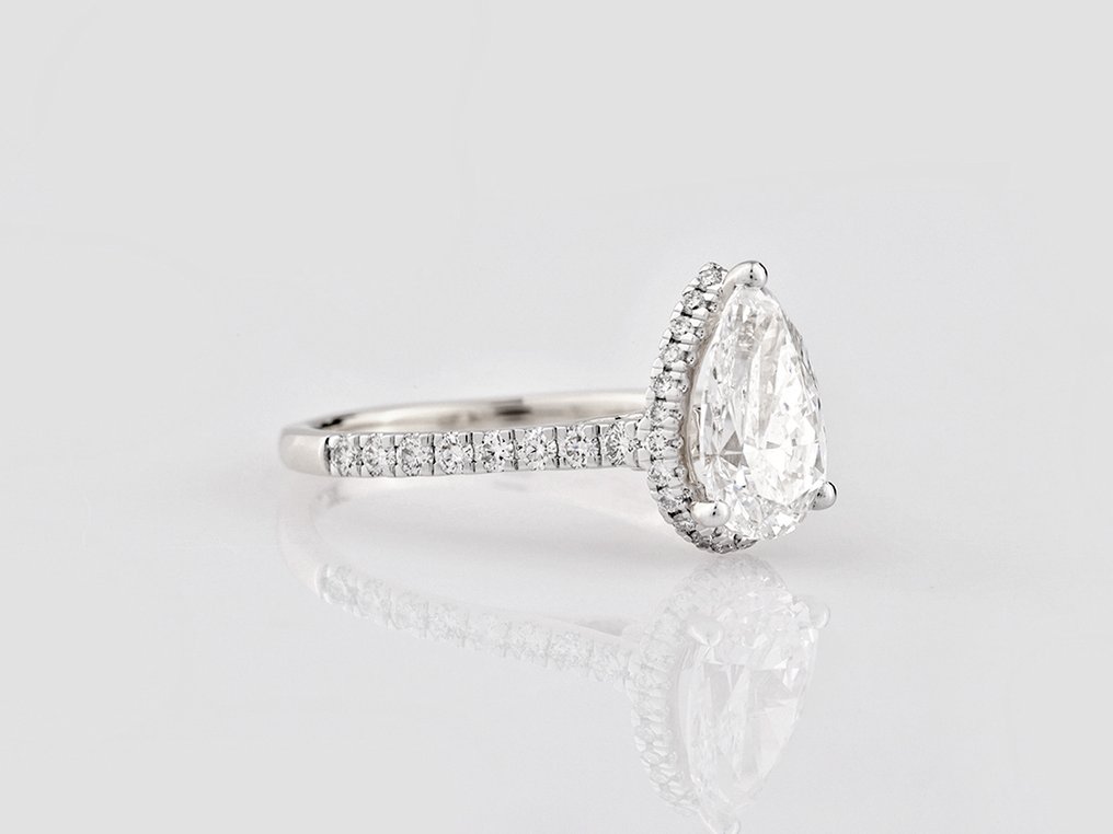 Ring - 14 karaat Witgoud -  2.54ct. tw. Diamant (Lab-grown) - Diamant #1.0