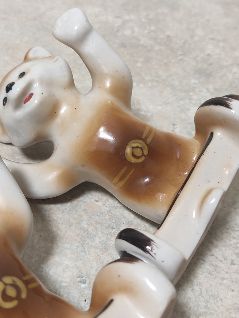 1980 - Polonsky Art Ceramics Factory。奥运熊雕像，配杠铃。（2件套）。奥运会80。苏联。  #4.3