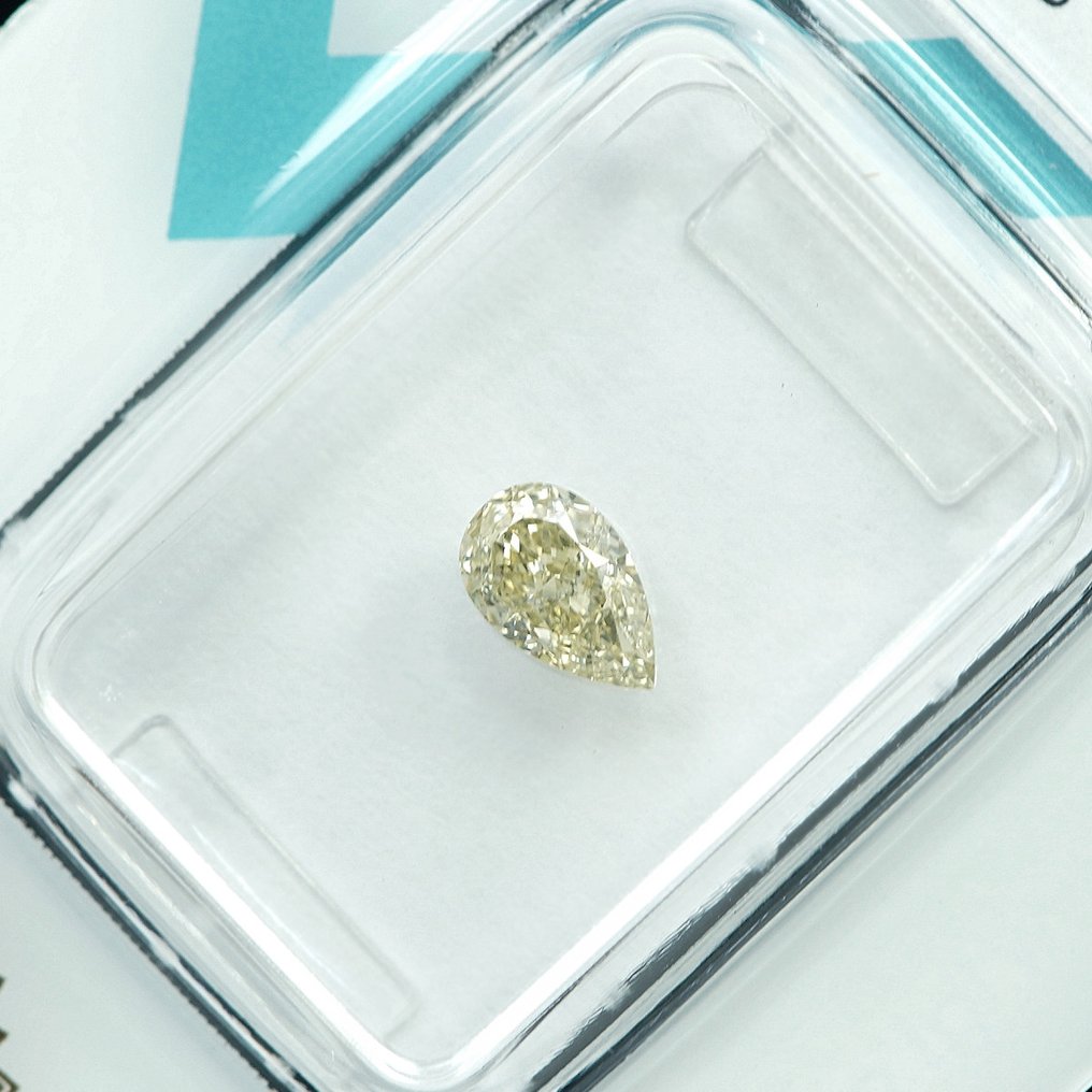 1 pcs Gyémánt  (Természetes színű)  - 0.51 ct - Körte - Fancy light Sárga - VS1 - Nemzetközi Gemmológiai Intézet (IGI) #2.1