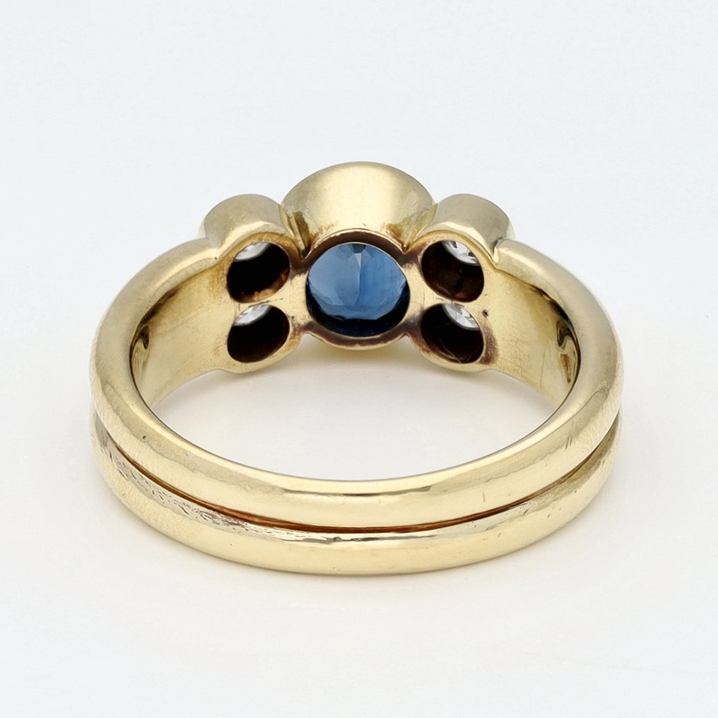 Δαχτυλίδι - 18 καράτια Κίτρινο χρυσό Ζαφείρι - Διαμάντι #3.2