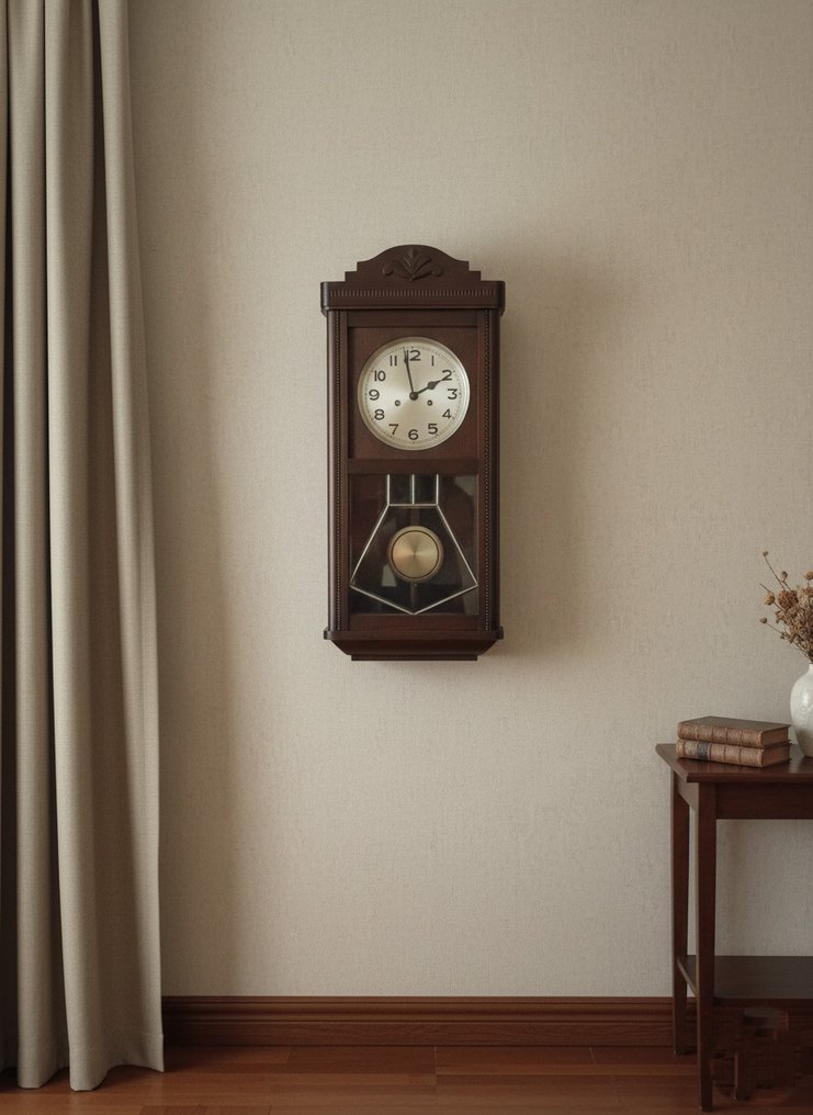 Zegar stołowy z wahadłem - Drewno, Mosiądz - 1930-1940 #1.0