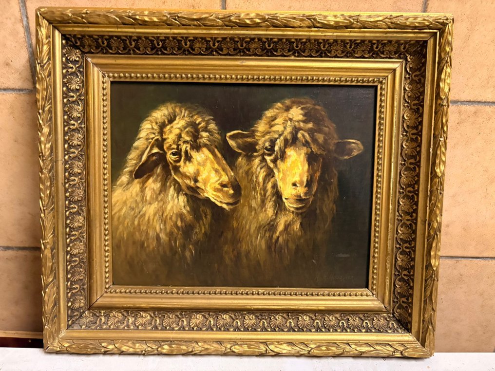 A H Hauquier (XX) - Schapen op stal #1.0