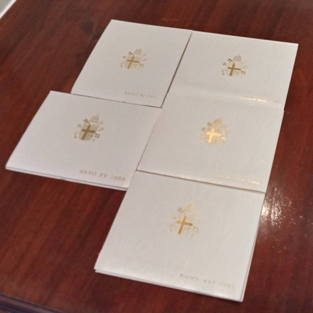 Vatican. Giovanni Paolo II. Lotto divisionali Vaticano FDC Anno 1989/90/91/92/93 - Argento 1000 Lire (No reserve price) #1.0