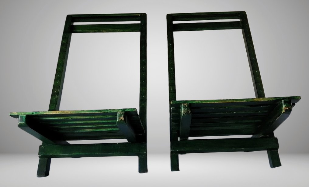 Set grote retrovoetensteun 73 cm - Verstelbaar + Opvouwbaar - Πτυσσόμενη καρέκλα (2) - Ξύλο #2.1