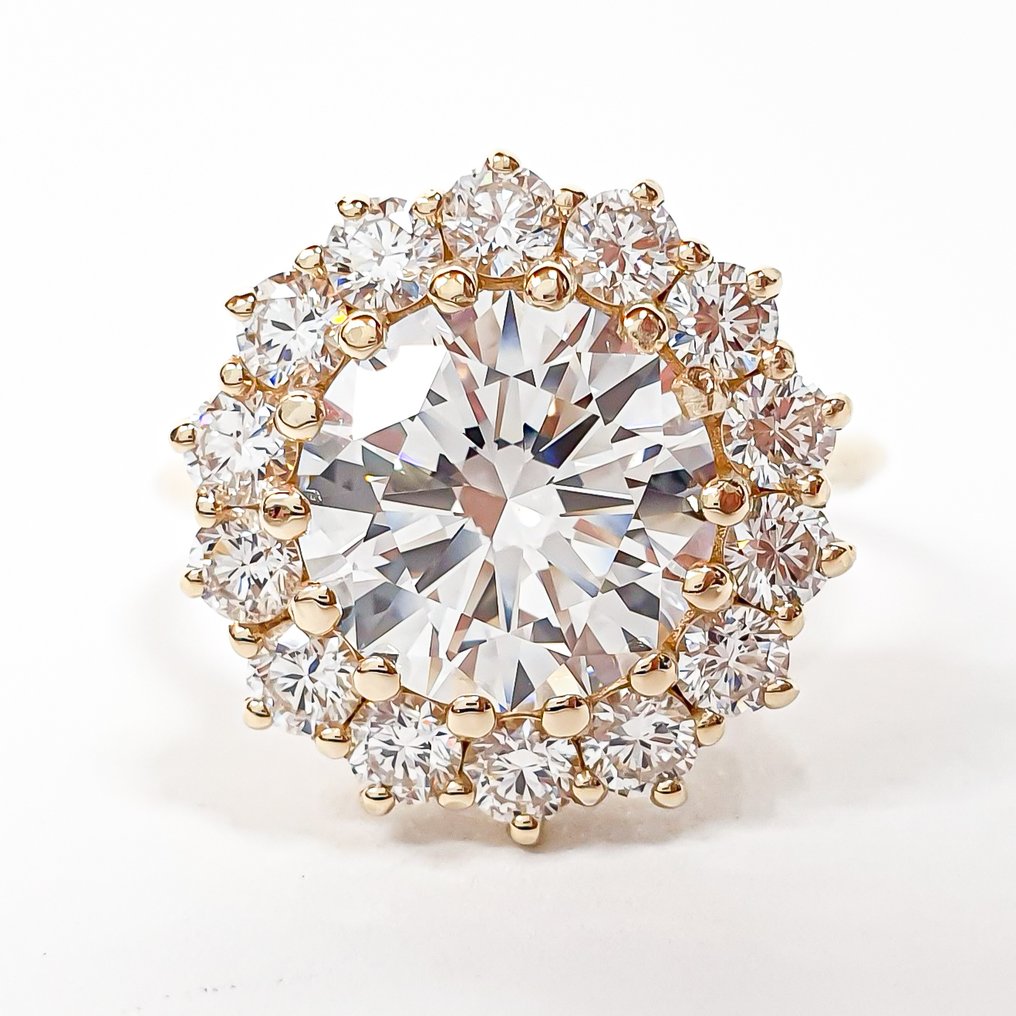 χωρίς τιμή ασφαλείας - Δαχτυλίδι - 14 καράτια Κίτρινο χρυσό - 2.61ct. tw. Διαμάντι (Εργαστηριακής καλλιέργειας) - Διαμάντι - E VS1 IGI #1.0