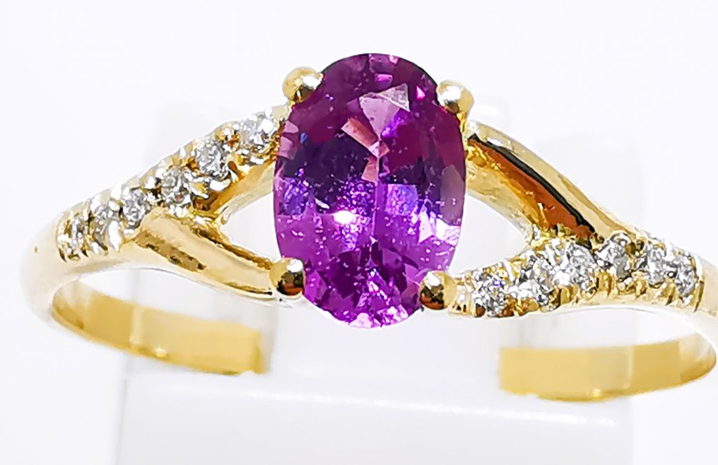 沒有保留價 - 戒指 - 14 克拉 黃金 -  0,63ct. tw. 藍寶石 - 鉆石 #1.0