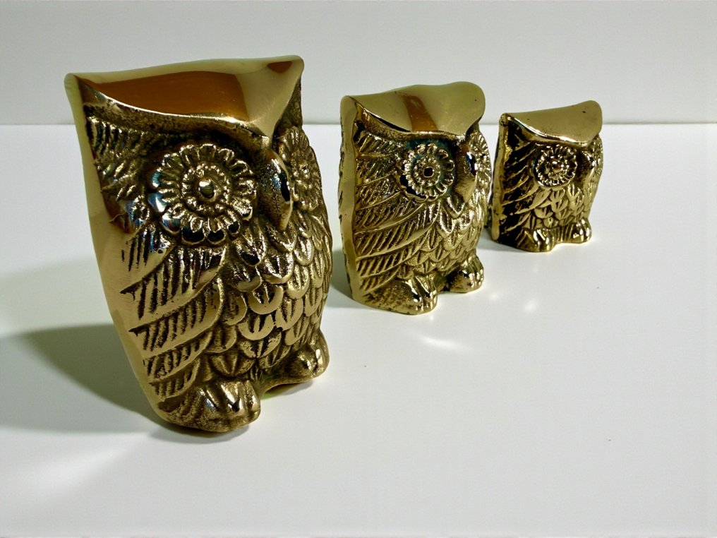 Caravell Design - Owls - Statuette - 1960's vintage (3) - Messing #2.1