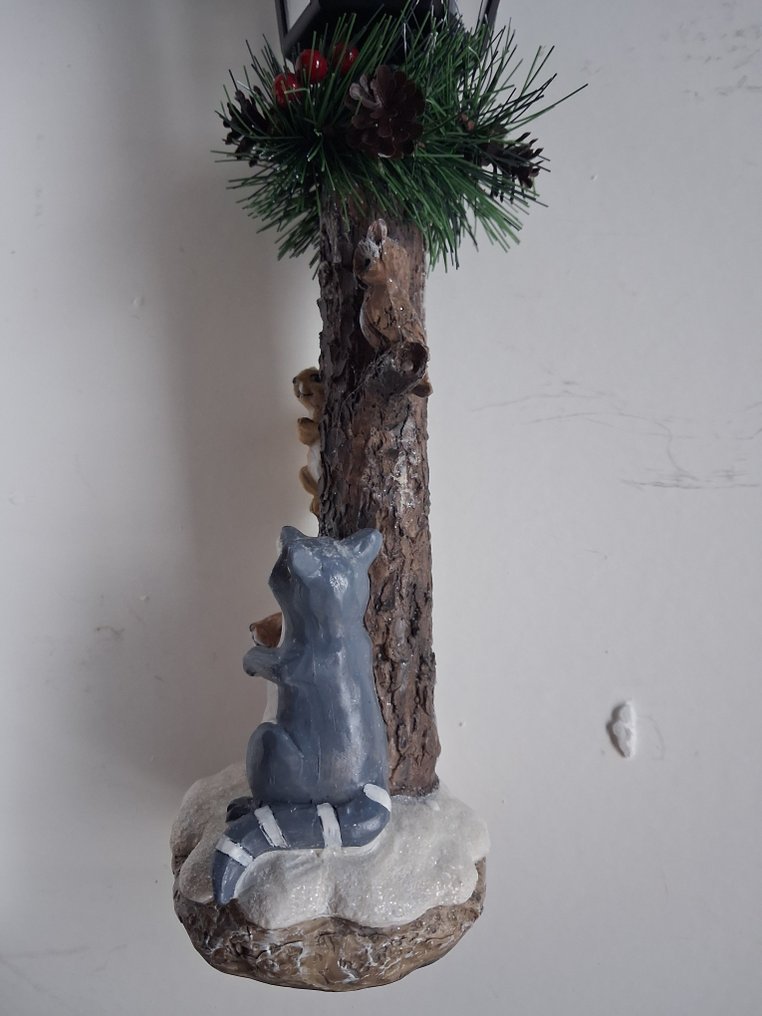 Statue, solarcell tree-lantern animals christmas - 38 cm - Résine #4.3