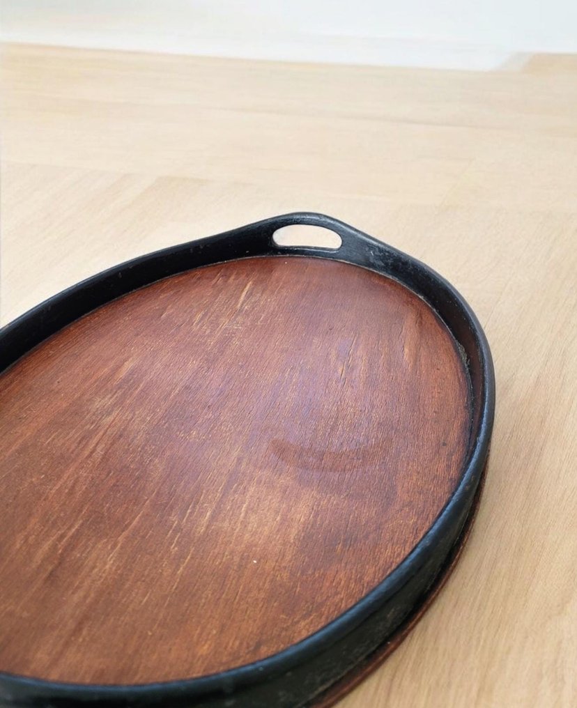 上菜托盘 - 古董法国产椭圆形餐盘 - 坚果木 - 核桃 #3.2