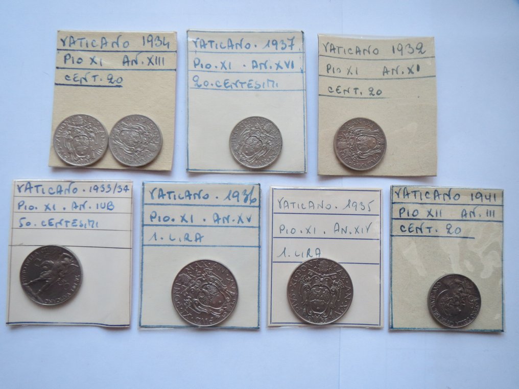 Βατικάνο. Lotto di 8 monete 1933/1941  (χωρίς τιμή ασφαλείας) #1.0