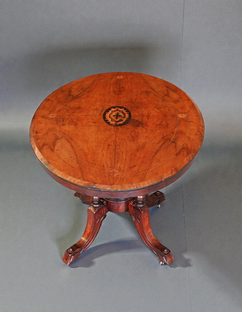 Table - Walnut, Maple, Boxwood, Ebony - Vittoriano of the 19th century #1.0