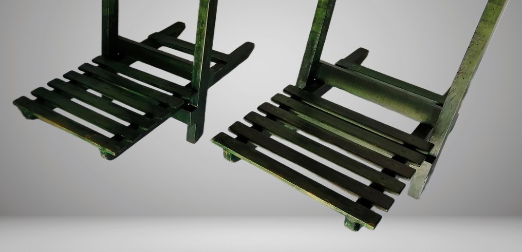 Set grote retrovoetensteun 73 cm - Verstelbaar + Opvouwbaar - Πτυσσόμενη καρέκλα (2) - Ξύλο #3.2