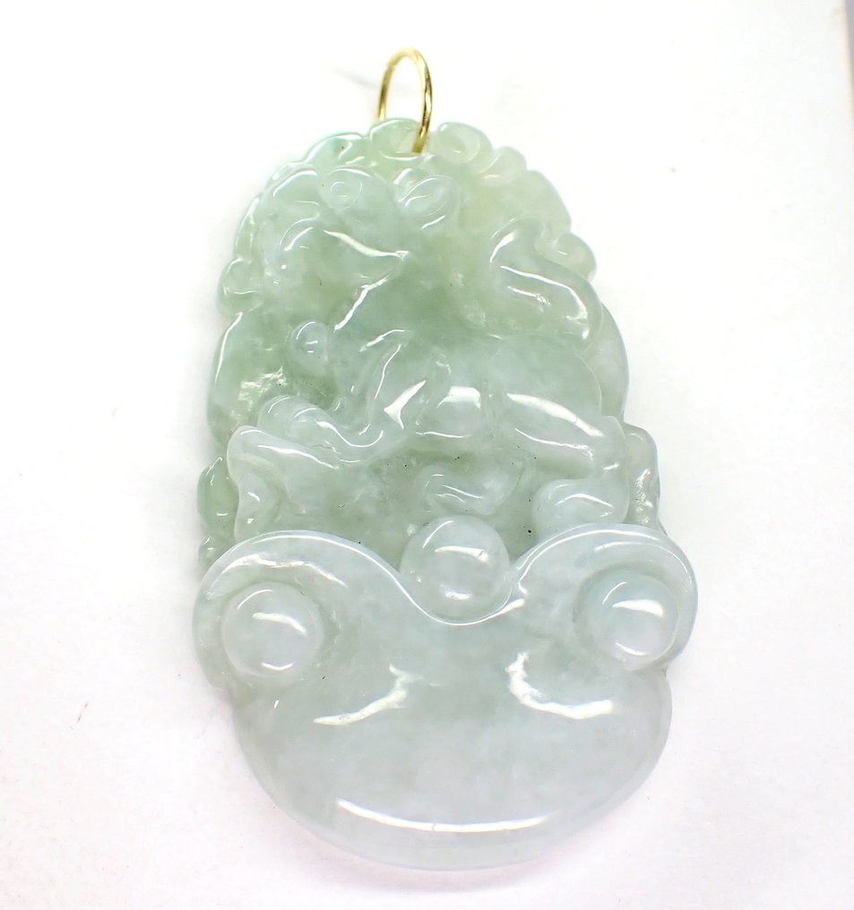 Nincs minimálár - Függő - 18 kt. Sárga arany Jade - Nincs minimálár #1.0