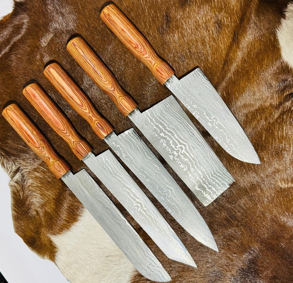 Μαχαίρι κουζίνας - Σετ κουζίνας και ψησίματος (0075) - Vg10 Ατσάλι Λιγότερο Ατσάλι και Έξω από τα Συνηθισμένα Ξύλινη Λαβή. - Ιαπωνία - Σετ κουζίνας και μπάρμπεκιου #3.2