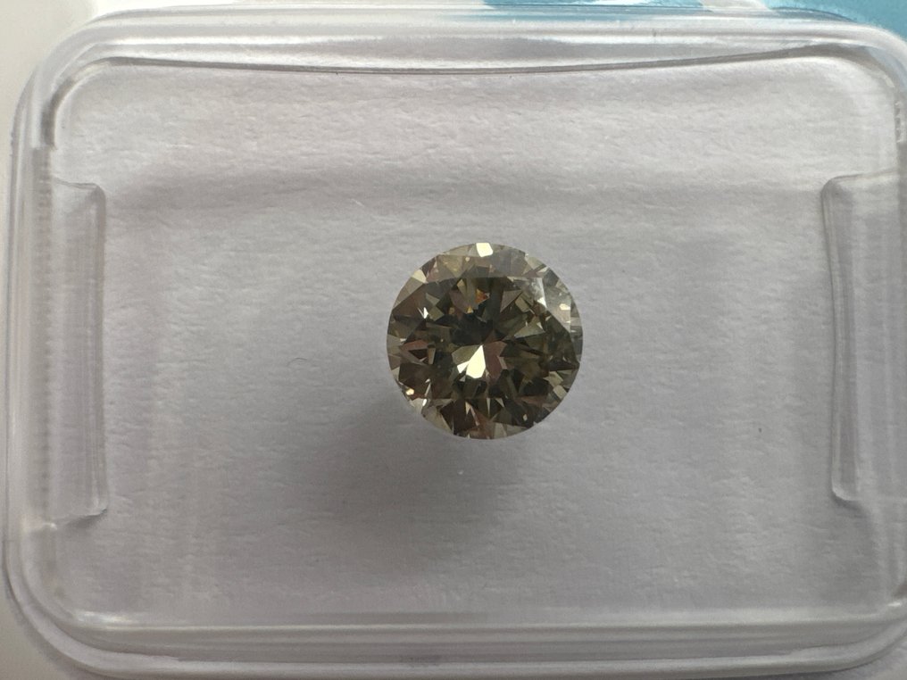 沒有保留價 - 1 pcs 鑽石  (天然彩色)  - 0.65 ct - 圓形 - Fancy deep 淡綠色, 淡褐色, 黃色 - VS2 - 國際寶石學院（International Gemological Institute (IGI)） #1.0