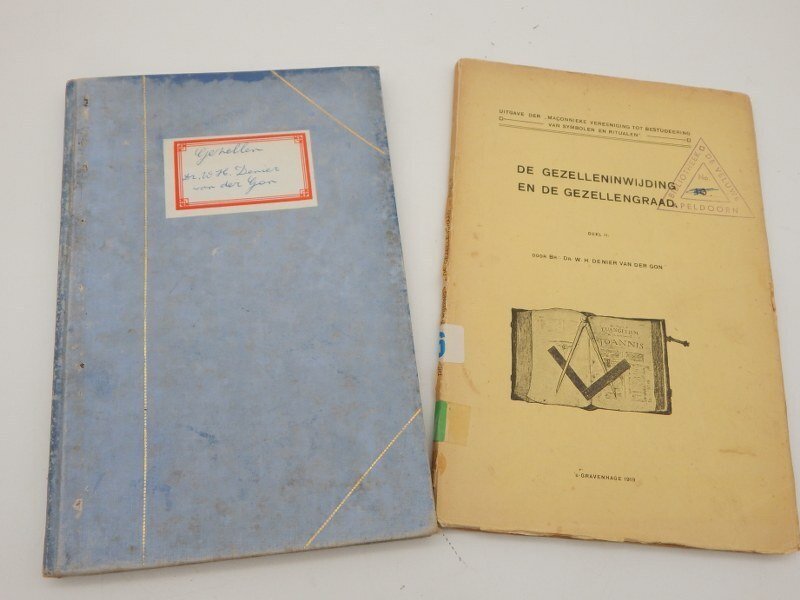 Denier van der Gon - vrijmetselarij De Gezelleninwijding en de Gezellengraad deel 1 en 2 compleet - 1911-1919 #1.0