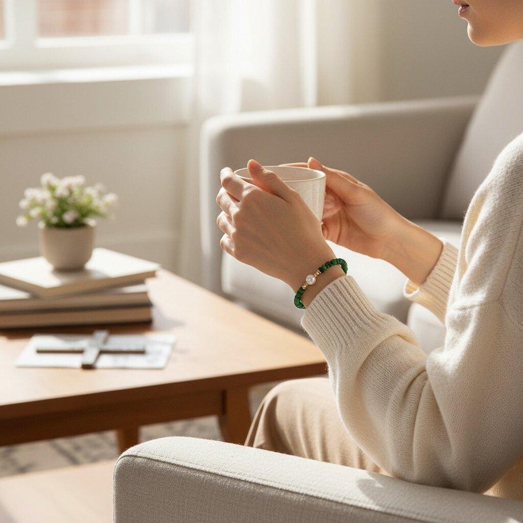 Zonder minimumprijs - Armband - 18 karaat Geel goud Parel - Smaragd #2.1