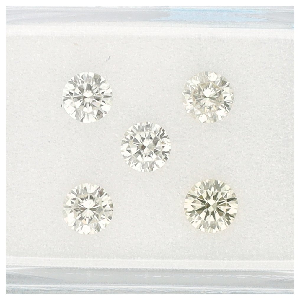 Sem preço de reserva - 5 pcs Diamante (Natural) - 0.82 ct - Redondo - N (colorido) - I1 - International Gemological Institute (IGI) #1.0