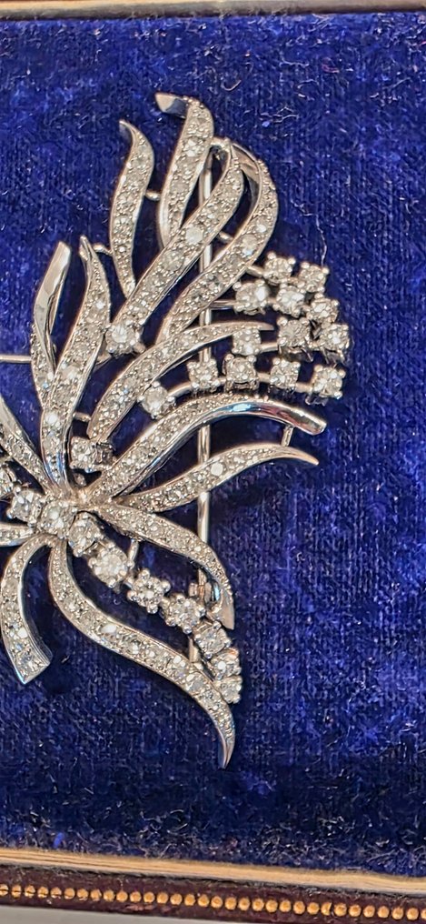Brosche - 18 kt Weißgold - 4.00ct. tw. Diamant (Natürlich) - Wunderschöne große Nadel #4.3