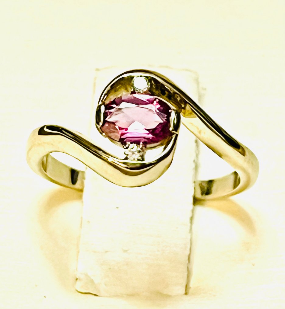 Gyűrű - 14 kt. Fehér arany -  0.53ct. tw. Zafír - Gyémánt #4.3