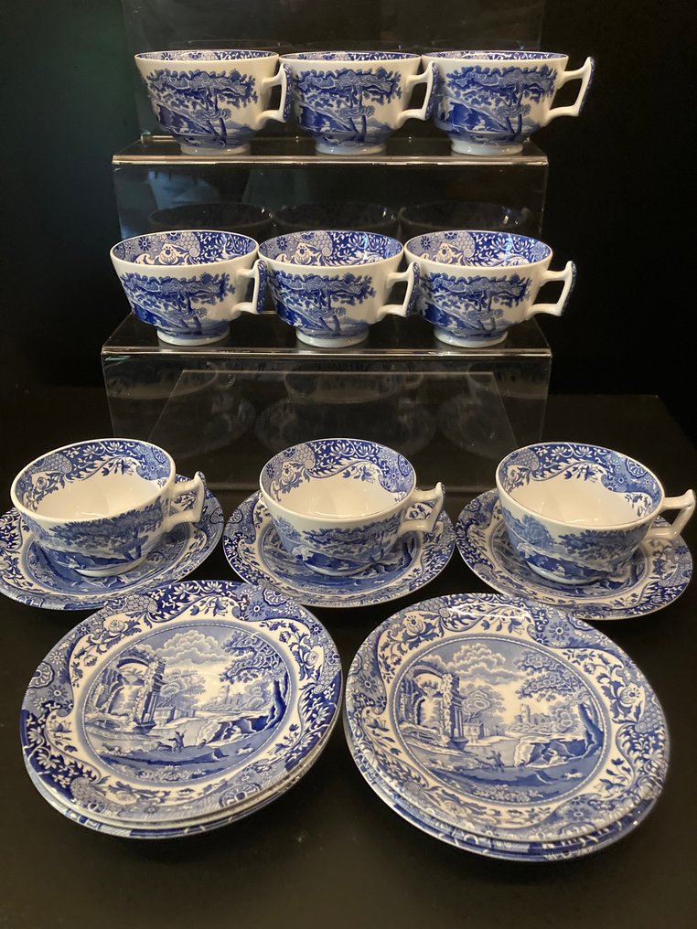 Spode, Copeland - Service à thé (18) - Faïence - Bleu italien #1.0