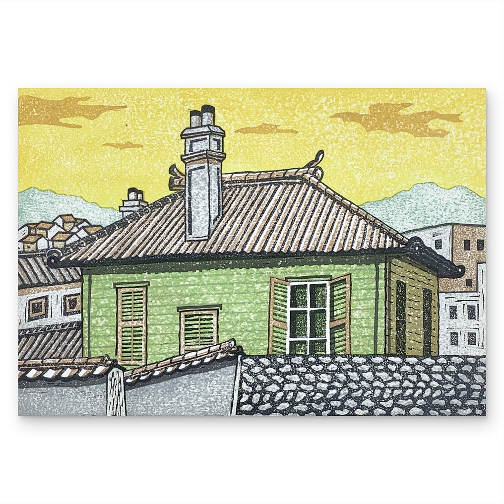 Three Woodblock Prints of Beautiful(和洋折衷建築)(Japanese-Western Eclectic Architecture) Landscapes - Multiple Artists - 日本  (沒有保留價) #1.0