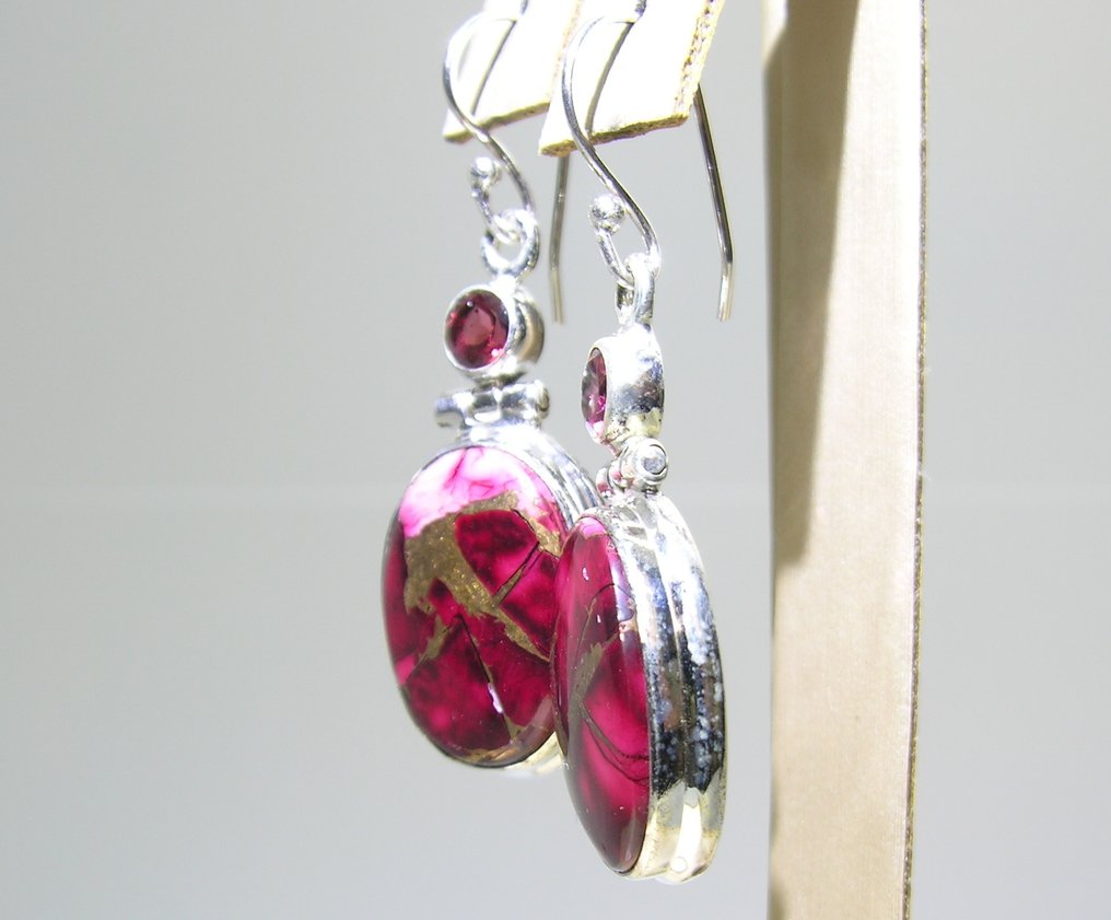 绿松石 耳环 - 高度: 45 mm - 宽度: 15 mm- 9.2 g - (2) #4.3