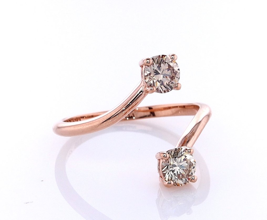 Sem preço de reserva - Anel - 14 K Ouro rosa - 0.75ct. tw. Diamante (Colorido natural) #1.0