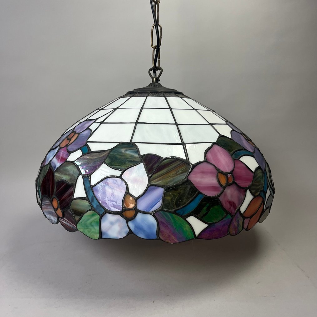 Hanging lamp - Tiffany style ceiling light - Design: Phabenopsis (49cm D) stained glass - Stained glass #1.0