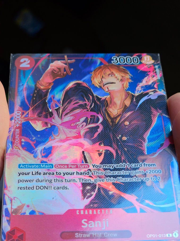 Bandai - 1 Card - One Piece - Sanji OP01-013 - AA -PRE ERRATA Alternatives Artwork, Parallel-Karte, Limitierte Auflage (Limited Edition), Folie, Fehlerkarte (Error Card) oder Fehldruck (Misprint Error), Erste Auflage (First Edition) #4.3
