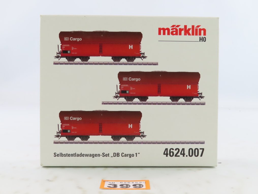 Märklin H0 - 4624 - Modellvonat teherfuvarozás (3) - 3 négytengelyes alváz/self-losers Erz III, típus Fad - DB #2.1