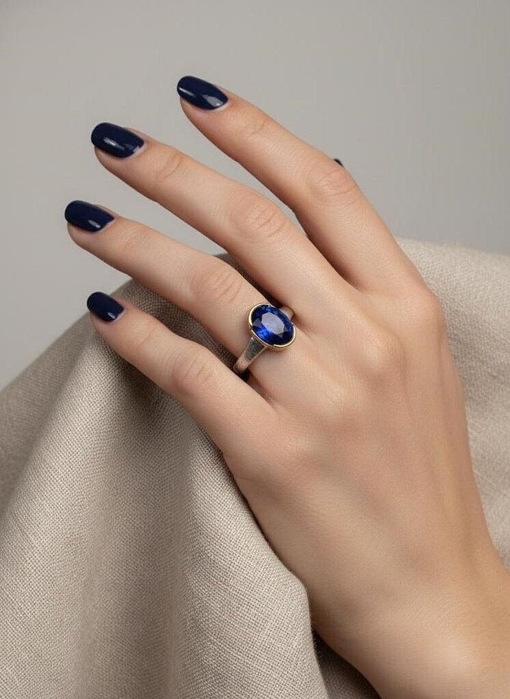 Senza prezzo di riserva - Anello - 18 carati Oro giallo, Argento - 1.82ct. tw. Zaffiro #4.3