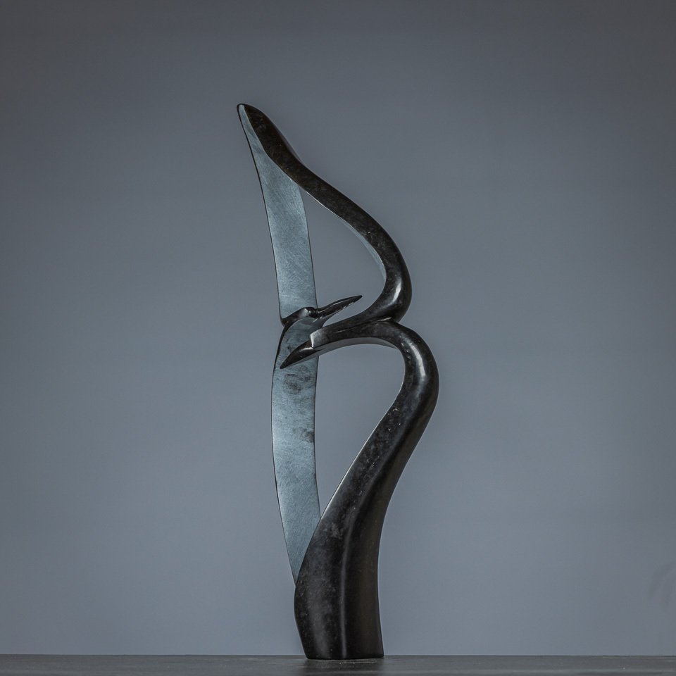 雕刻, Flying birds - 620 mm - 蛇纹石 #1.0