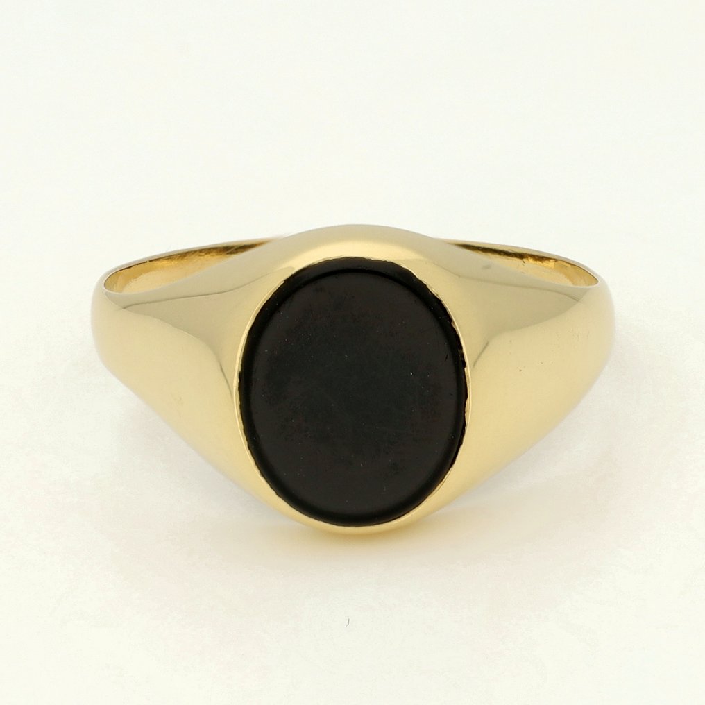 Ring - 21.6 kt. Geel goud Onyx #1.0