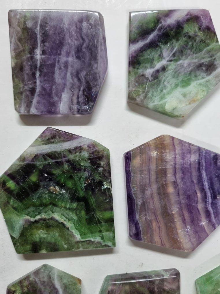 Big lot with rainbow fluorite slabs 6.2 - 4.1 cm Polished- 720 g #1.0